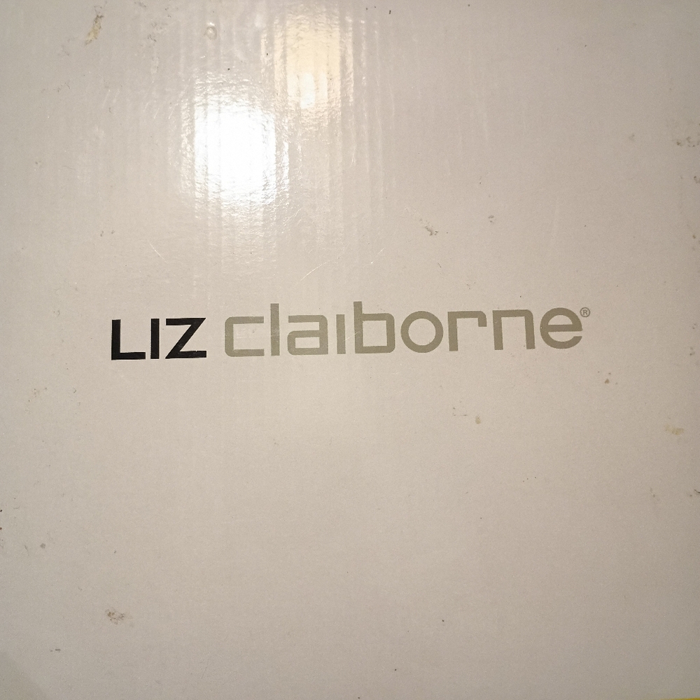 Liz Claiborne Black Cut-Out Slingback Block Heel Open Toe Shoes Size 8.5W